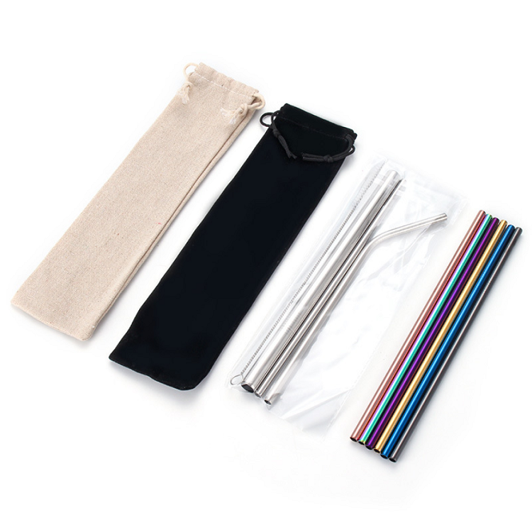 3Pcs Reusable Metal Stainless Steel Drinking Straw Set